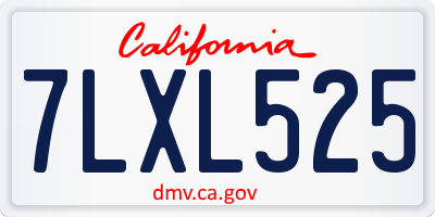 CA license plate 7LXL525