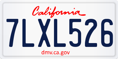 CA license plate 7LXL526