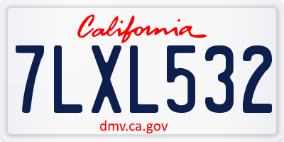 CA license plate 7LXL532