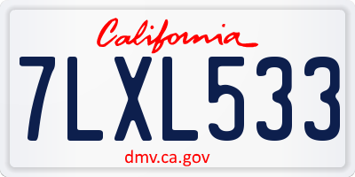 CA license plate 7LXL533