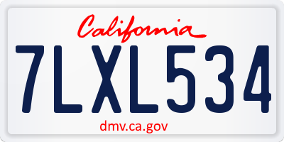 CA license plate 7LXL534