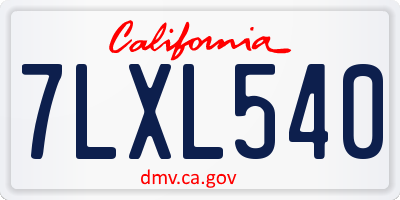 CA license plate 7LXL540
