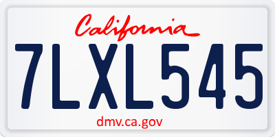 CA license plate 7LXL545