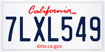 CA license plate 7LXL549