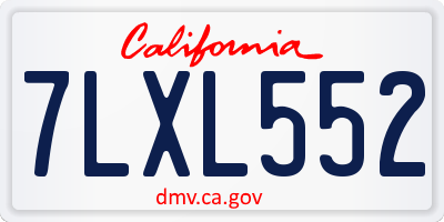 CA license plate 7LXL552