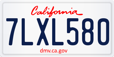 CA license plate 7LXL580