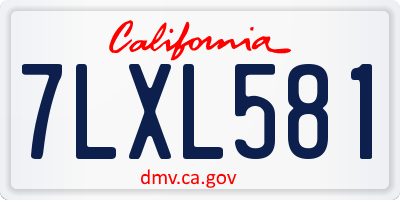 CA license plate 7LXL581