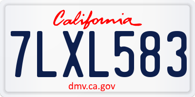 CA license plate 7LXL583