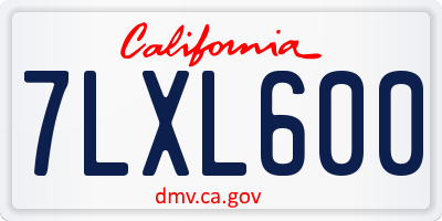 CA license plate 7LXL600