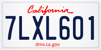 CA license plate 7LXL601