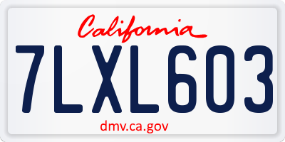 CA license plate 7LXL603