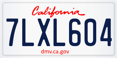 CA license plate 7LXL604