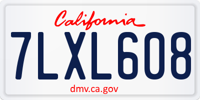 CA license plate 7LXL608