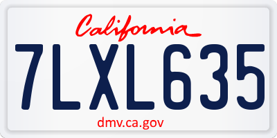 CA license plate 7LXL635
