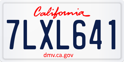 CA license plate 7LXL641