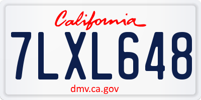 CA license plate 7LXL648