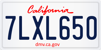 CA license plate 7LXL650