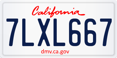 CA license plate 7LXL667
