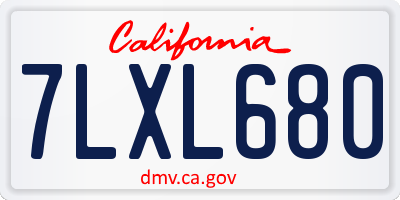 CA license plate 7LXL680