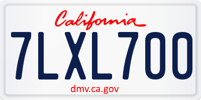 CA license plate 7LXL700