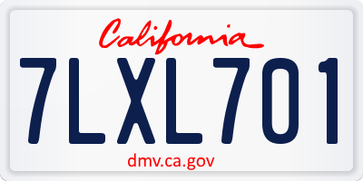 CA license plate 7LXL701
