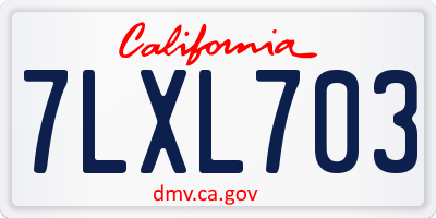 CA license plate 7LXL703