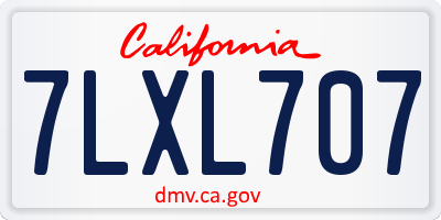 CA license plate 7LXL707