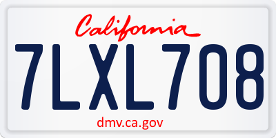 CA license plate 7LXL708