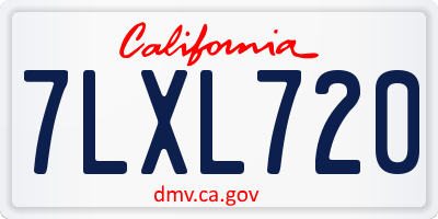CA license plate 7LXL720