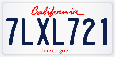 CA license plate 7LXL721