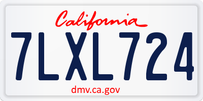 CA license plate 7LXL724