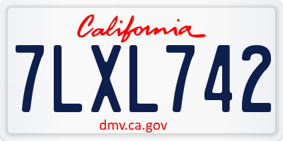 CA license plate 7LXL742
