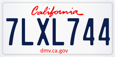 CA license plate 7LXL744