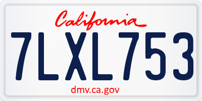 CA license plate 7LXL753