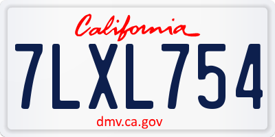 CA license plate 7LXL754