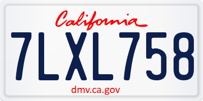 CA license plate 7LXL758