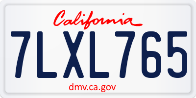 CA license plate 7LXL765