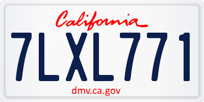 CA license plate 7LXL771