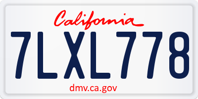 CA license plate 7LXL778