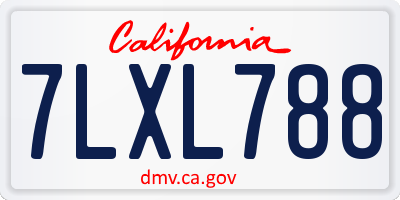 CA license plate 7LXL788