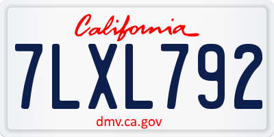 CA license plate 7LXL792