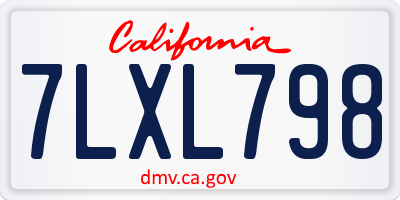 CA license plate 7LXL798