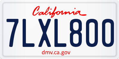 CA license plate 7LXL800