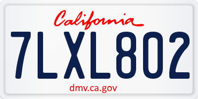 CA license plate 7LXL802