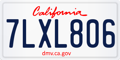 CA license plate 7LXL806