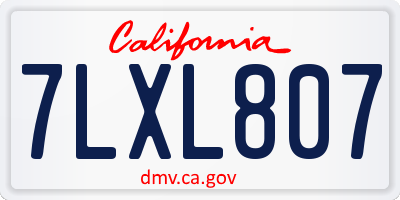 CA license plate 7LXL807