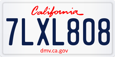 CA license plate 7LXL808