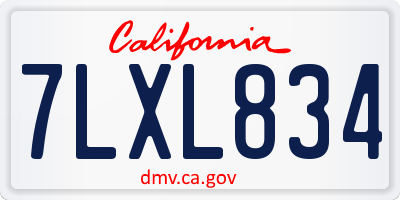 CA license plate 7LXL834