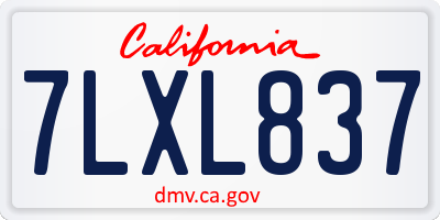 CA license plate 7LXL837