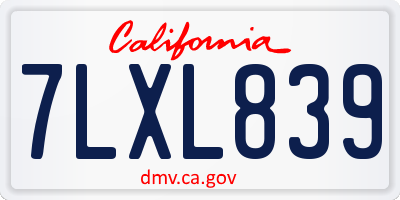 CA license plate 7LXL839
